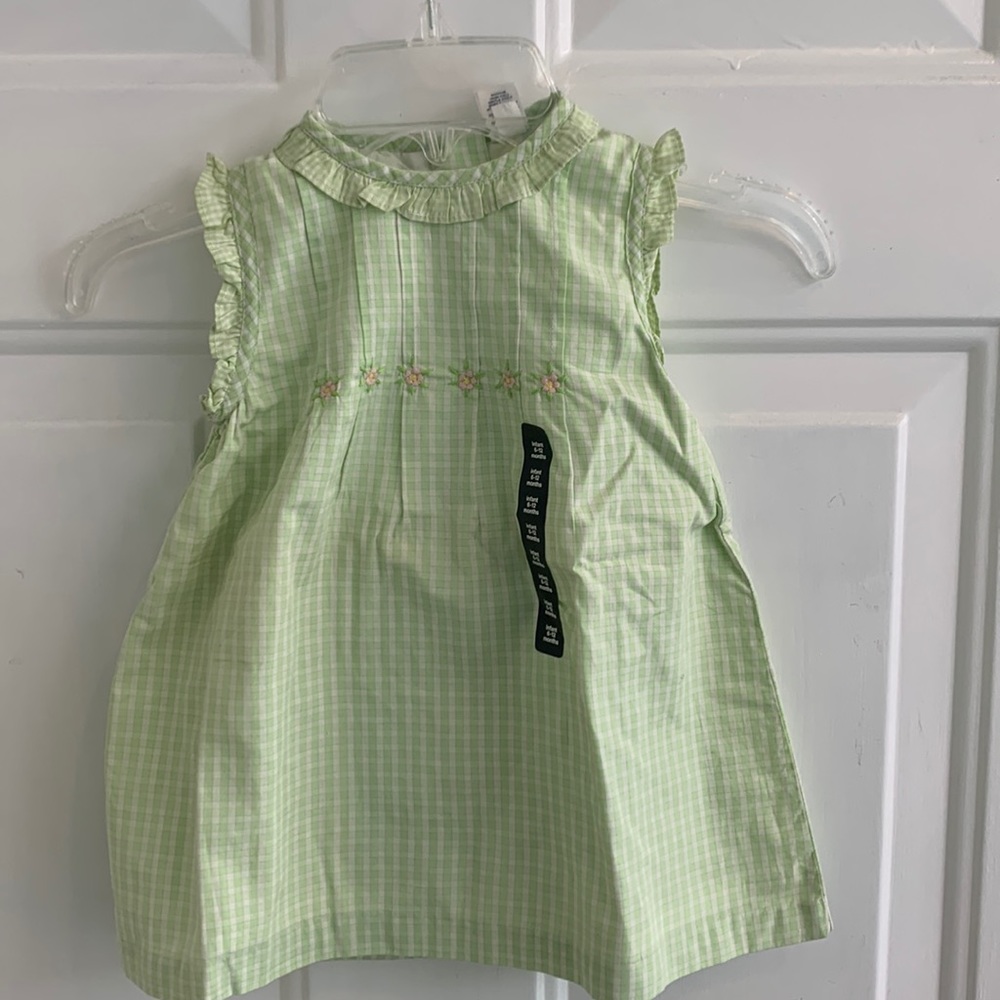 Baby Gap 6-12 mos green check adorable spring/summer dress w/bloomers NWT
